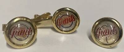 Juego de gemelos y clips de corbata de béisbol New York Giants - ¡De colección años 50!  ¡Hallazgo raro! Foto 1 de 4