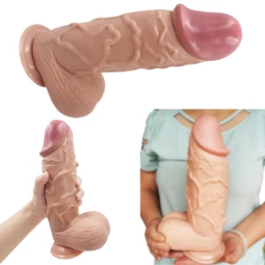 Big Huge Dildo Sex Toy Mr Girthy Thick XL Size Realistic Suction Cup 9 Inch - Picture 1 of 11