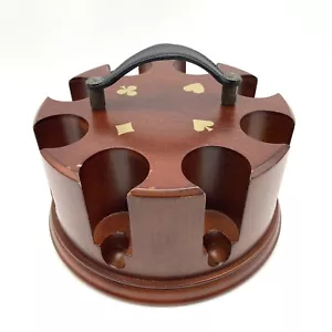 "Set chip poker rotanti legno mogano vintage BOMBAY supporto giostra, 8"" x 4"" - Foto 1 di 10