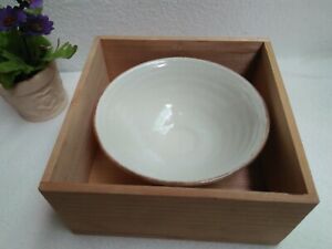 Branded Stoneware Bowl Oriental Cream Made in Japan with Wooden Box very nice
