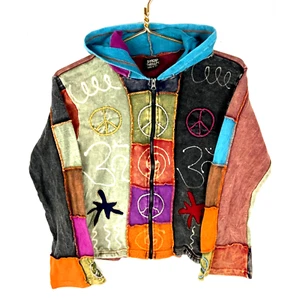 Boho Shop Therapy Women's Sweatshirt Hoodie Small Multicolor Full Zip Hippie - Picture 1 of 4