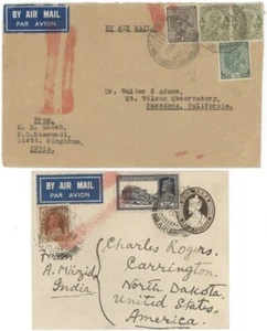 India 1936 Air Cover & 1938 Air 1a Env to USA, Air to London Only w/Red Bars - Picture 1 of 2