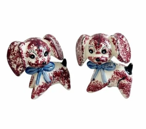 Vintage Handpainted Ceramic Dogs Salt & Pep Shakers Kitchy Anthropomorphic Japan - Picture 1 of 4