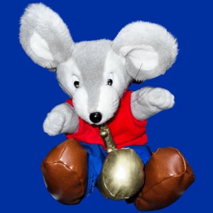 Marioneta de mano de ratón vintage 1978 tocando el saxofón - Imagen 1 de 4