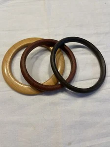 Vintage 1960's Set Wood Cool Bracelets - Picture 1 of 8