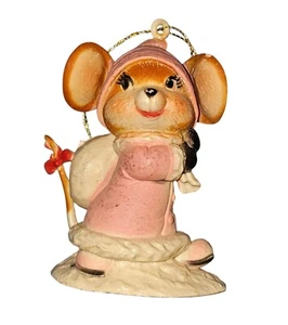 Vintage Christmas Mouse Pink Hat Coat Bag Over Shoulder Ornaments Hong Kong - Picture 1 of 7