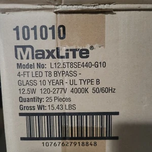 25pcs 4ft Foot T8 LED Tube Bulb 4000K Bypass Maxlite - Picture 1 of 3