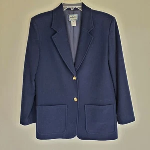 Vintage Women's 1990s Pendleton Navy Blue Wool Blazer Small Made in USA - Picture 1 of 6