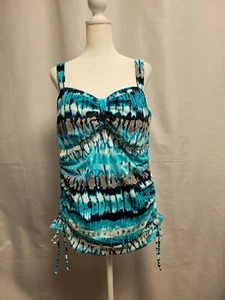 Canotta Avenue Swim donna 18 ruches tie dye multicolore foderata tankini con coppe - Foto 1 di 10