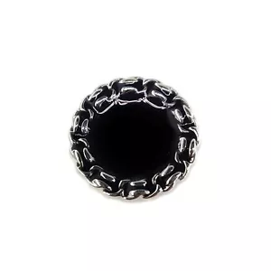 Classic Silver Metal Base Black Enamel Sewing Shank Buttons 20 Pcs - 15mm 5/8" - Picture 1 of 5