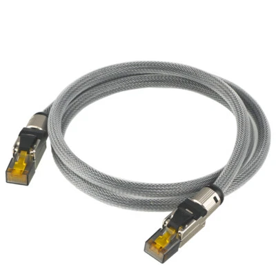 Pure Silver CAT8 Ethernet Network Cable 40Gbps 2000MH RJ45 Patch Cord for HiFi - Image 1 of 4