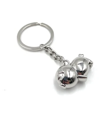 Pig Glücklich Lucky Charm Silver Key Ring Pendant - Image 1 of 3