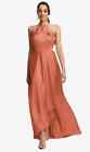 Ruffle-Trimmed Bodice Halter Maxi Dress..TH115....Size M...Terracotta