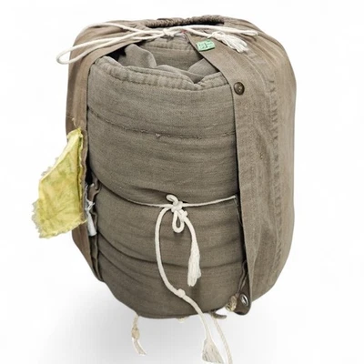 Vintage Sleeping Bag 1940s 1950s Canvas Specialty Brand CS Canvas Bed Roll Green - Image 1 of 4