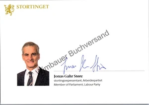 Original Autogramm Jonas Gahr Store Aussenminister Norwegen /// Autogramm Autogr - Picture 1 of 5