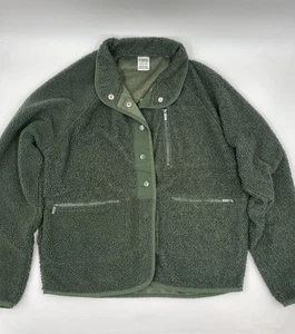 Victoria's Secret PINK Women’s Small Sherpa Jacket Green Snap Buttons Pockets - Picture 1 of 5