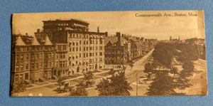Vtg sepia postcard 6"x 2.75" COMMONWEALTH AVE. BOSTON MA horse & carriages - Picture 1 of 2