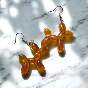 Fun Colorful Balloon Animal Earrings, Balloon Dog Dangle Earrings - Picture 1 of 1