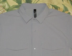 LULULEMON Grey Short Sleeve Button Snap Woven Vented Shirt Large - Picture 1 of 4