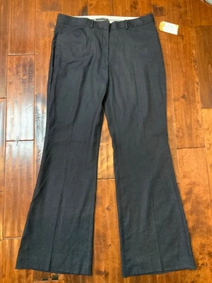 Elie Tahari 黑色阔腿亚麻裤子,14 码(美国)18 码(英国) — 第 1/4 张图片