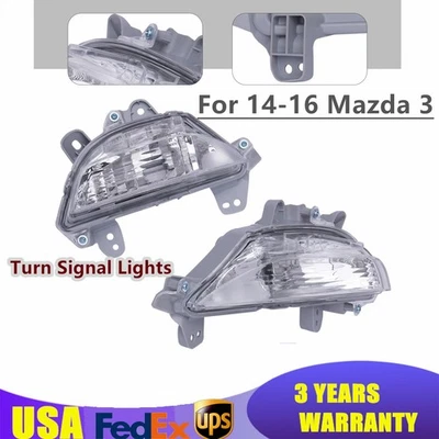 Pair Front Bumper Turn Signal Lights Left & Right Halogen Lamp For Mazda 3 14-16 - Image 1 of 4