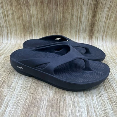 OOFOS Ooriginal Women's Size 8 Black Thong Sandals Comfort Recovery Slides - Image 1 of 4