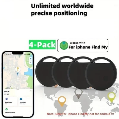 4er Pack Leisurelite Tracker Tag kompatibel mit Apple Find My Airtag, SCHWARZ - Bild 1 von 4