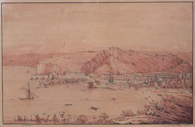 dessin ancien Nice "Merle" paysage romantisme Guiaud Roassal Trachel Bensa - Photo 1/4