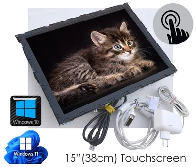 MONITOR TOUCHSCREEN OPENFRAME 15" 38 cm formato 4:3 per windows XP 10 11 PowUSB W4 - Immagine 1 di 4