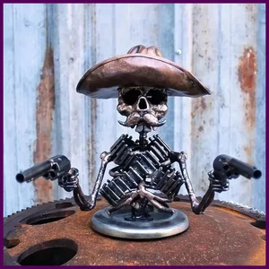 Esqueleto Automotriz Emblemas Vaquero Calavera Pistolero Capucha Adorno Resina - Imagen 1 de 24