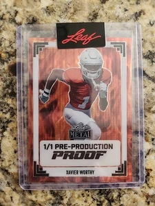 Xavier Worthy 2024 Leaf Metal Fire Orange Chiefs Production Proof RC Texas 1/1 - Picture 1 of 4