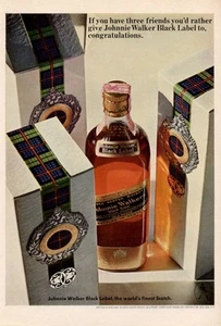 1965 Johnnie Walker PRINT AD Black Label Scotch Whisky tolles buntes Dekor - Bild 1 von 1