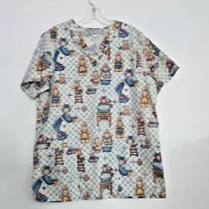 Cherokee Damen Scrubs Top Vintage 90er Landhaus Teddybär Hase Baumwolle M - Bild 1 von 7