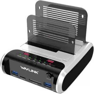 WAVLINK USB 3.0 zu SATA mit Offline Klonfunktion,Dual-Bay externe Festplatten Do - Afbeelding 1 van 7