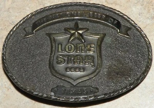Lone Star Beer Belt Buckle National Beer of Texas Vintage 1980 - Picture 1 of 6