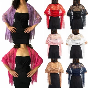 SHOULDERS LACE SOFT WEDDING WRAPS Ups Evening Cover Shawl new Pashmina Scarf - Picture 1 of 27