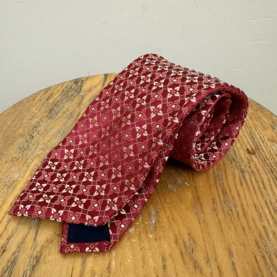 Canali мужской галстук красный цветочный геометрический шелк сделано в Италии - Изображение 1 из 4
