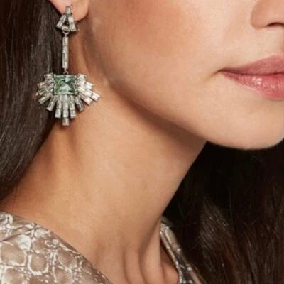 Lulu Frost Designer Astra Mint Green Dangle Bling Chandelier Statement Earring - Image 1 of 4