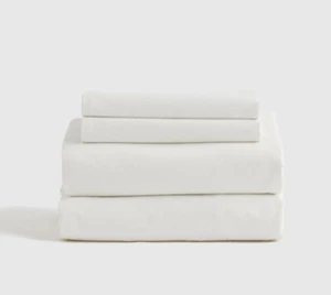 NWOT QUINCE KING ORGANIC BRUSHED COTTON SHEET SET 4 PIECE WHITE 100% COTTON - Picture 1 of 9