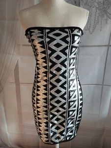 schwarz-silbernes Paillettenkleid Minikleid, trägerlos in Gr. M von FB Sister - Bild 1 von 5