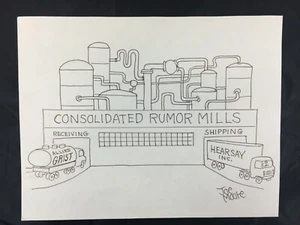 Original Editorial Cartoon Art By Joe Moore "Consolidated Rumor Mills" - Picture 1 of 2
