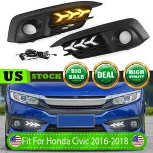 For 2016 2017-2018 Honda Civic Sedan Front Bumper Fog Light Lamps w/ Cover Pair - Bild 1 von 16