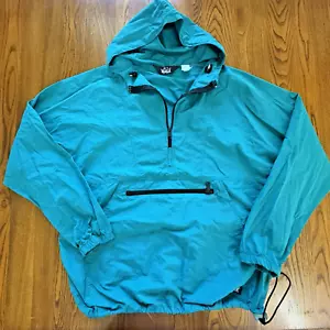 Vintage Woolrich Teal 1/2 Zip Nylon Anorak Windbreaker Jacket USA Made Men's L - Picture 1 of 7