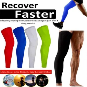 Long Compression Knee Brace Basketball High Support Leg Thigh Sleeve Men Women - Picture 1 of 15