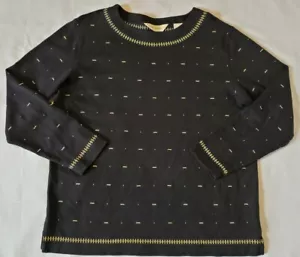 Bechamel Women Pullover Top Long Sleeve Large Black & Gold Metallic Stitching - Picture 1 of 6