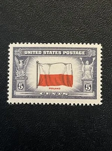 US - 1943 - 5 Cents Flag of Poland Issue Overrun Countries Series # 909 Mint C6 - Picture 1 of 2