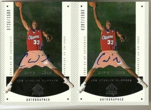 CHRIS WILCOX AUTOGRAPH ROOKIE 2002-03 Sp Authentic 149 SERIAL #/1500 LA CLIPPERS