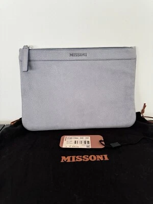 Missoni Grey Suede Leather Clutch Pouch Bag - Image 1 of 4