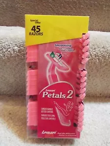 *NEW*LASER PETALS 2 Smoothstrip Aloe & Vitamin E Longer Handle 45 Women's Razors - Picture 1 of 4