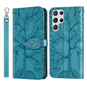 Funda tipo billetera de cuero con tapa y tarjetero para Galaxy S24 Ultra - Picture 1 of 6